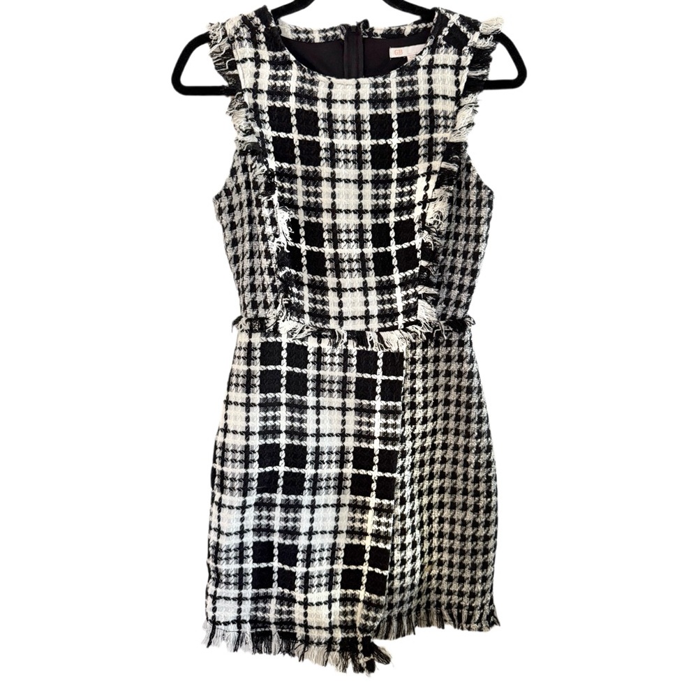 GB Black and White Houndstooth and Plaid Sleeveless Dress Size XS
